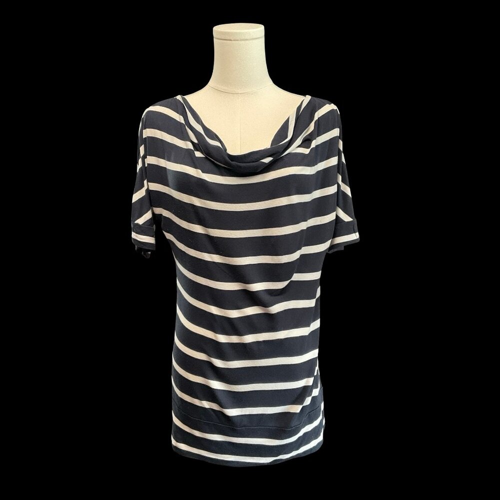 👗5/$25 - Navy/White Striped Cowl Neck Top